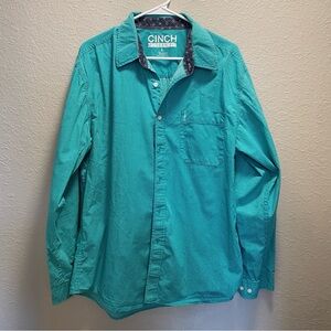 Cinch Men's Aqua Button Down Shirt. Modern fit men’s Large